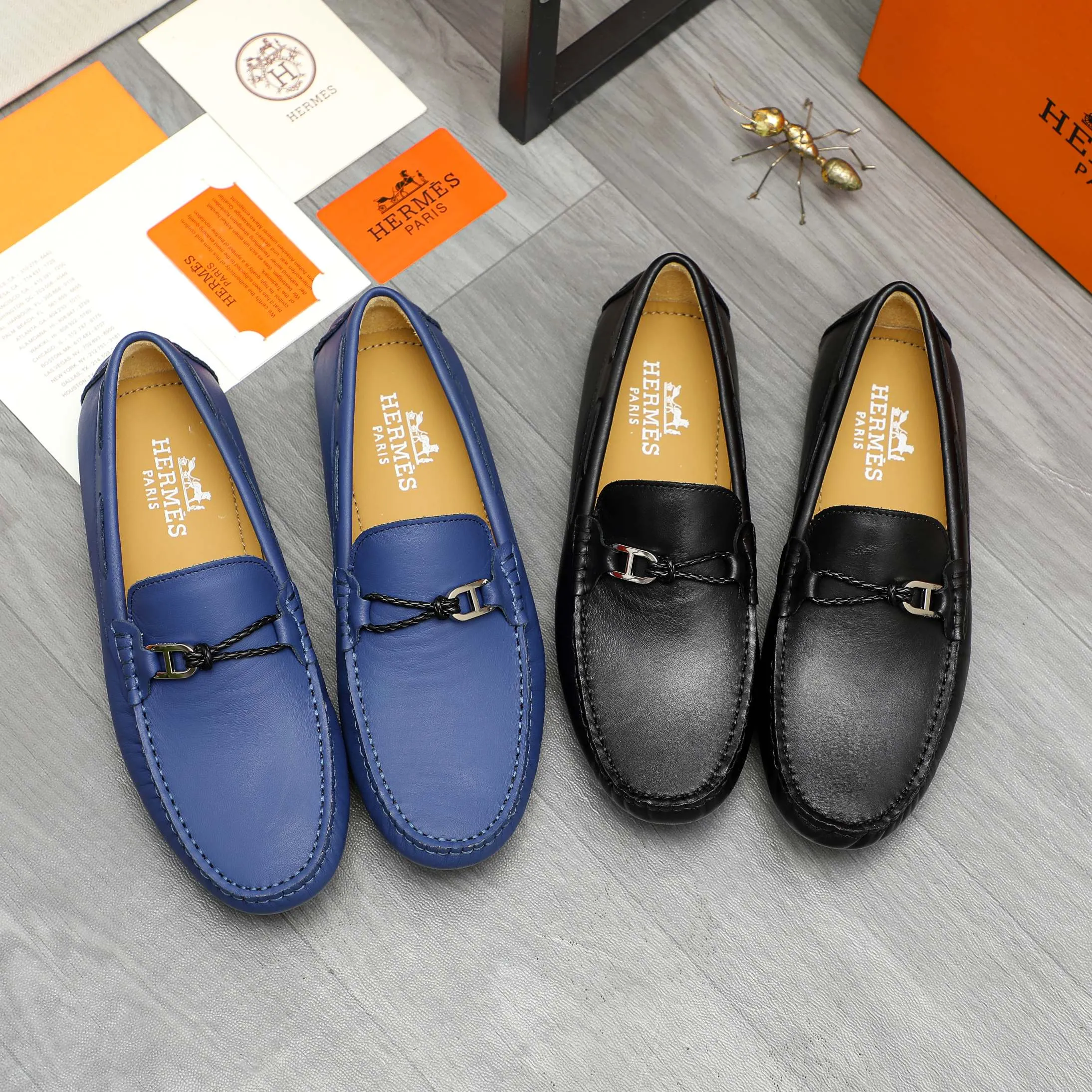 Men's shoes 💰420 Product trademark: HERMES "Hermes" casual slip-on shoes Regular size: 38-46 (45.46 custom-made, non-returnable) Product materials: Selected high-quality cowhide upper, sheepskin lining, non-slip bean outsole